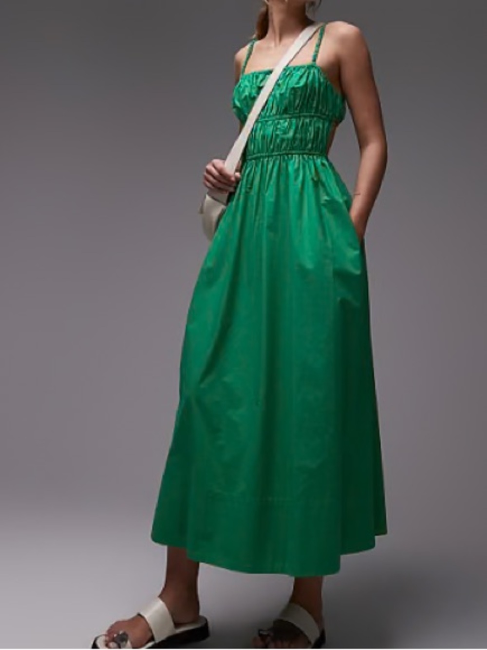 The Drop Green Smocked Midi Dress Kelly Green Midi Dress Cotton Midi Dress